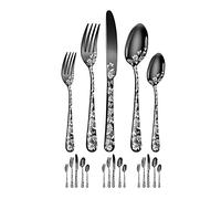 CAIONPLE Ensemble de 20 Couverts en Acier Inoxydable pour 4 Personnes Au Design Comprenant des Couteaux de Table Allant Au Lave-Vaisselle/Fourchettes/Cuillères