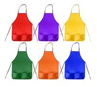 CAIONPLE Lot de 12 tabliers pour enfants, 6 couleurs, tabliers d'art, avec 2 grands espaces pour la cuisine et les classes (pinceaux non inclus)