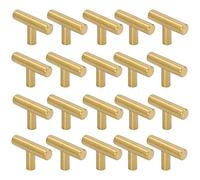 CAIONPLE Lot de 20 boutons de meubles et poignées de porte à trou de 50 mm de long pour tiroirs inclinés de meubles de chambre à coucher Poignées brossées Doré