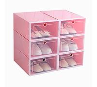 CAIONPLE Lot de 6 boîtes à chaussures colorées en plastique transparent - Boîte de rangement pour chaussures - Tiroir de rangement rectangulaire - Rose