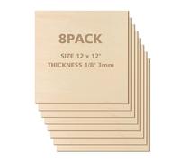CAIONPLE Lot de 8 panneaux carrés en bois de tilleul non traité, 12 x 12 à 3 mm, pour travaux de bricolage, découpe laser