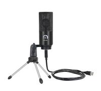 CAIONPLE Microphone à condensateur USB avec mini trépied et régulateur de gain pour PC, ordinateur portable, jeux, enregistrement de musique