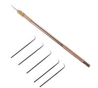 CAIONPLE Perruque Crochet 5 PièCes Aiguilles de Ventilation +1 Support en Laiton pour Dentelle Perruque Aiguille Postiche Nouage Crochet Ensembles Crochet Perlé
