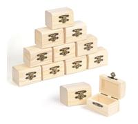 CAIONPLE Shore Petite Boîte en Bois avec Couvercle à Charnière (Lot de 12) - Coffre au en Bois de Pin Non Traité pour Pièces et Cadeaux