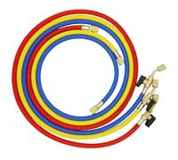 CAIONPLE Tuyaux de Charge de Réfrigérant A/C de 1,6 M avec Vannes à Boisseau Sphérique HVAC 1/4 Po SAE Adaptés pour L'Ajout de Liquide de Refroidissement R134A R12 et la Climatisation