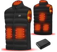 CaiQiXuan Gilet chauffant pour homme avec batterie de 10 000 mAh, rembourrage : 90 % duvet, veste chauffante sans manches avec 8 zones de chauffage, gilet chauffant pour l'hiver et l'extérieur, Noir ,