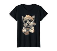 Cairn Terrier Bonnet pour ukulélé Y2K Esthétique T-Shirt Graphique avec Valeur, Femme, Noir, M