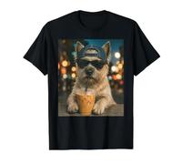 Cairn Terrier Buvant du café glacé pour Amoureux des Chiens T-Shirt Graphique avec Valeur