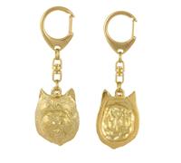 Cairn Terrier II - Porte-clés doré avec chien dans boîte cadeau, décoration de s