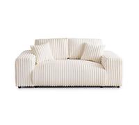 CAISA - Canapé droit velours côtelé 2 places Beige