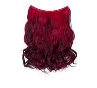 CAISHA 50cm 1 Extension De Trame Avec Bande Elastique Extensions De Cheveux Postiche Ondulé Reflets Rouge Brun Foncé E125-1