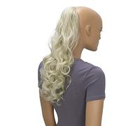 CAISHA 50cm Postiche Natte Queue De Cheval Extensions Avec 2 Bandes De Cheveux Bouclés Blond Clair HC21-1