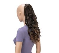 CAISHA 50cm Postiche Natte Queue De Cheval Extensions Avec 2 Bandes De Cheveux Bouclés Mélange Brun HC16-1