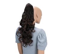CAISHA 50cm Postiche Natte Queue De Cheval Extensions De Cheveux Volumineux Ondulé Mélange Brun Foncé H29a