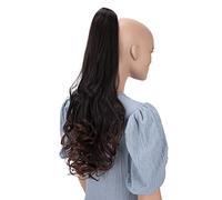 CAISHA 60cm Postiche Ponytail Natte Queue De Cheval Extensions De Cheveux Avec Griffe De Papillon Légèrement Ondulé Mélange Brun H46