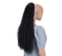 CAISHA 65cm Postiche Natte Queue De Cheval Extensions De Cheveux Volumineux Ondulé Noir HCW101