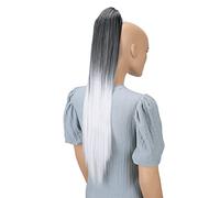 CAISHA 70cm Postiche Natte Queue De Cheval Extensions De Cheveux Raide Mélange Gris Ombré H116