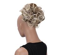 CAISHA Chignon Postiche Bouclé Volumineux Avec 2 Peignes Chouchou Cheveux Résistant à La Chaleur Mélange Blond HK112