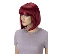 CAISHA Perruque Bob Cheveux Courts Cosplay Spectacle De Théâtre Fibre Synthétique Résistante à la Chaleur Raide Rouge WB1