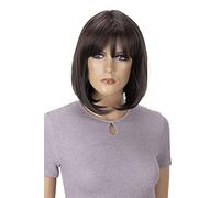 CAISHA Perruque Bob Cheveux Courts Cosplay Spectacle De Théâtre Fibre Synthétique Résistante à la Chaleur Raide Mélange Brun SH032a