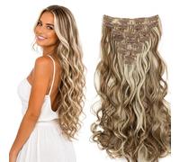 CAISHA XXL 45 cm 8 Pièces Jeu Clip In Extensions Extensions De Cheveux Postiche Volumineux Ondulé Mélange Blond Foncé CES14a-1
