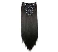 CAISHA XXL 50cm 8 Pièces Jeu Clip In Extensions Extensions De Cheveux Postiche Raide Noir Naturel CES101