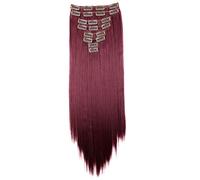 CAISHA XXL 50cm 8 Pièces Jeu Clip In Extensions Extensions De Cheveux Postiche Raide Rouge Bordeaux CES117
