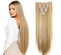 CAISHA XXL 60cm 8 Pièces Jeu Clip In Extensions Extensions De Cheveux Postiche Raide Mélange Blond CES14