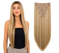 CAISHA XXL 60cm 8 Pièces Jeu Clip In Extensions Extensions De Cheveux Postiche Raide Mélange Blond Foncé CES14a