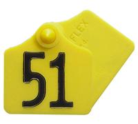 Caisley Etiquette d'oreilles PrimaFlex Taille 1 - 46x45mm marquées des deux côtés, sachet de 25 pièces,