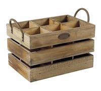 Caisse à bouteilles 6 compartiments - bois vieilli