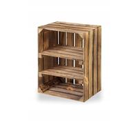 Caisse à fruits avec planche centrale - Bois - Vin - Pommes - Commode - Étagère flammée - 50 x 40 x 30 cm