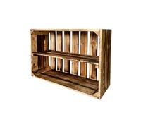 Caisse à fruits avec planche centrale - Bois - Vin - Pommes - Commode - Étagère flammée - 60 x 40 x 20 cm