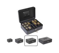 ARREGUI Elegant Cash C9644-EUR Caisse à monnaie et billets à clé pour ranger et transporter l'argent | Caisse en acier monnayeur et compartiment pieces et billets | Coffre fort portatif 30 cm | Noir