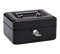 Rapesco – Caisse à monnaie 15 cm – 5 compartiments, acier épais, serrure à cylindre – Noir