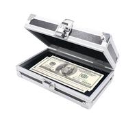 Caisse à Monnaie en Alliage d'aluminium avec poignée de transport et verrouillage de sécurité Portable coffre-fort Mini caisse Cash Box pour Ménage Bureau 18x11x5,8 cm