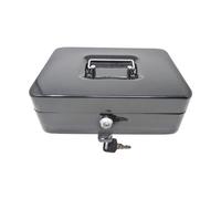 Caisse à monnaie en métal robuste - Avec porte-monnaie, poignée de transport stable et serrure à cylindre - Cassette compacte de 250 x 180 x 90 mm - Rangement sécurisé de l'argent jusqu'à