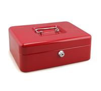 Caisse à monnaie Métal Rouge - Grande taille - Serrure à clé - 7 compartiments