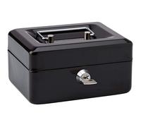 Rapesco – Caisse à monnaie 15 cm – 5 compartiments, acier épais, serrure à cylindre – Noir