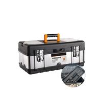 Caisse A Outil Boîte à outils en acier inoxydable, boîte de rangement d'outils avec poignée, vide, grand conteneur d'extension, organisateur(17 in)