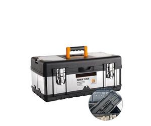 Caisse A Outil Boîte à outils en acier inoxydable, boîte de rangement d'outils avec poignée, vide, grand conteneur d'extension, organisateur(14 in)