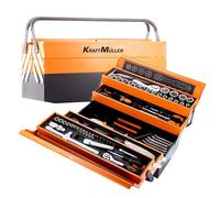 Caisse à outil Kraft Müller KM-85PCS Orange, en métal ultra résistante 85 outils, Top Qualité Chrome Vanadium, Tournevis, Pince