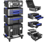 Caisse à outils 5 niveaux avec roulettes modulable empilable et robuste avec tiroirs pour garage et atelier