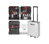 tectake® Caisse à outils sur roulettes Boîte à outils en Aluminium 799 Pièces 3 Compartiments, Rangement atelier Outillage à main Bricolage Embout visseuse Kit tournevis Rangement visserie