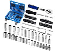 Caisse à Outils Complète 82pcs Coffret de Douilles Longues et courts 4-14 mm avec Cliquet à 72 dents 1/4" Outillage Mecanique Auto en Coffret pour Réparation Automobile et Atelier de bricolage