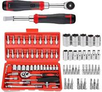 Caisse à Outils Complète en Coffret Douille de 1/4", CR-V 46 Pièces Coffret de Douille et Embouts avec Clé à Cliquet, Rallonges, Outillage Mécanique pour Réparation Voiture Auto (3)