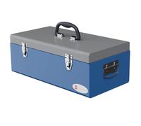 DURHAND Caisse Boite à Outils Métal Transportable 50L x 26l x 18,5H cm Bleu | 3 Poignées, 2 Loquets