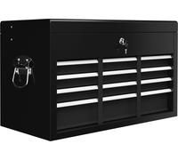 Caisse à outils HOMCOM, caisse à outils sans outils, avec 6 tiroirs, serrure, boîte à outils avec poignée, caisse à outils, acier, noir, 60 x 26 x 34 cm