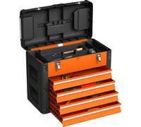 Caisse à outils HOMCOM vide, 49,7 x 25,3 x 40,7 cm Caisse à outils avec 4 tiroirs, mini-boîte, compartiment de rangement supérieur, poignée, caisse à outils en acier, orange