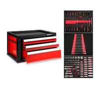Caisse à outils pleine - EBERTH - 114 pièces - armoire à outils métallique avec 3 tiroirs - boîte à outils équipée - rouge